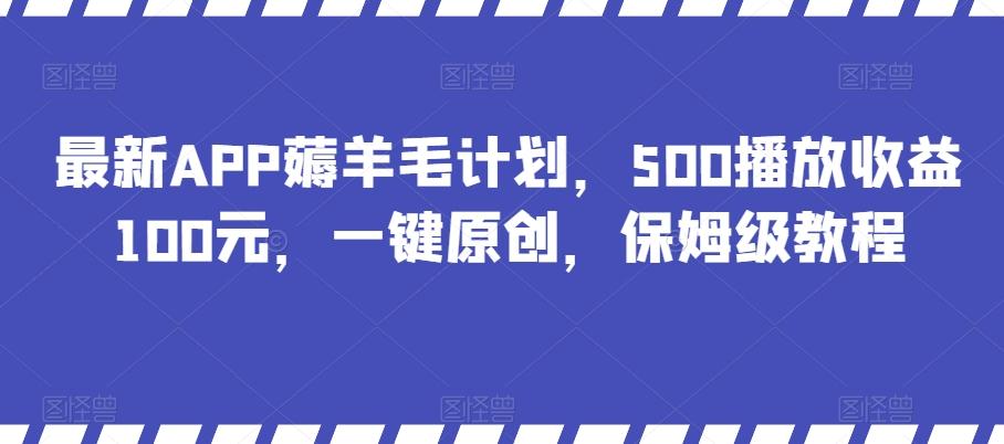 最新APP薅羊毛计划，500播放收益100元，一键原创，保姆级教程-网创小站