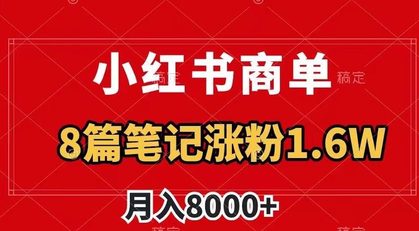 小红书商单最新玩法，8篇笔记涨粉1.6w，作品制作简单，月入8000+【揭秘】-网创小站