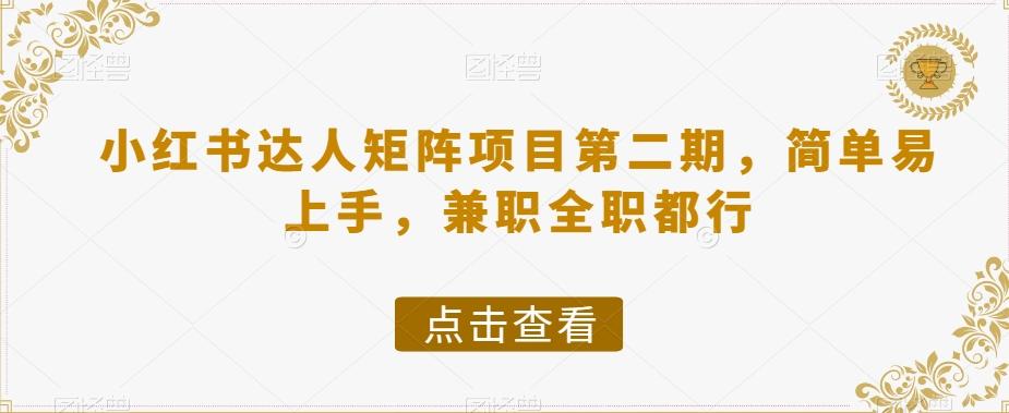 小红书达人矩阵项目第二期，简单易上手，兼职全职都行-网创小站