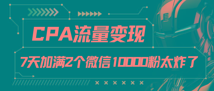 CPA流量变现，7天加满两个微信10000粉-网创小站