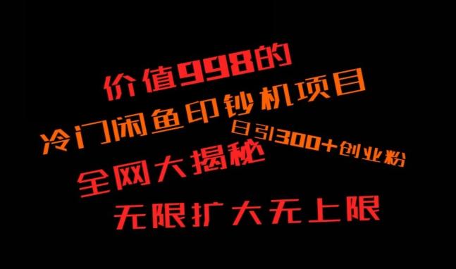 闲鱼流量印钞机项目大揭秘，日引300+创业粉，保姆级实操教程-网创小站