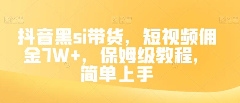抖音黑si带货，短视频佣金7W+，保姆级教程，简单上手【揭秘】-网创小站