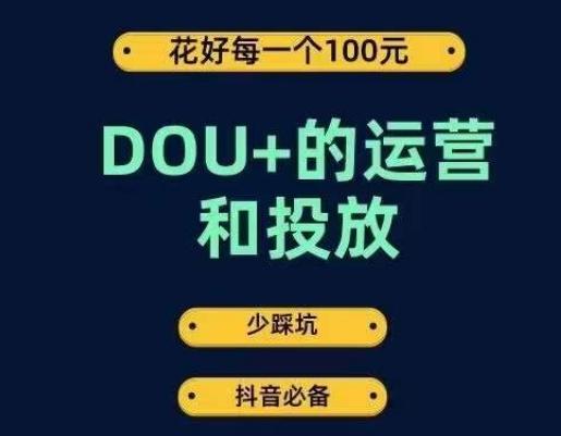DOU+的运营和投放，花1条DOU+的钱，成为DOU+的投放高手，少走弯路不采坑-网创小站