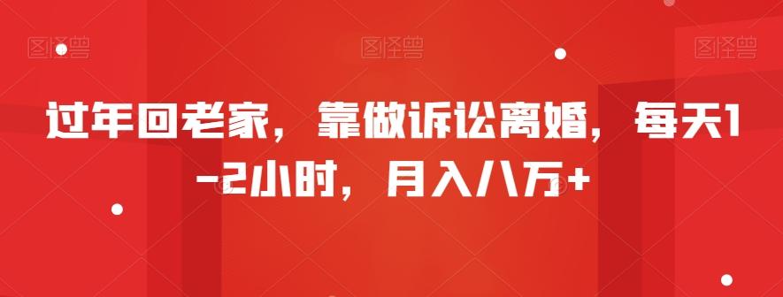 过年回老家，靠做诉讼离婚，每天1-2小时，月入八万+-网创小站