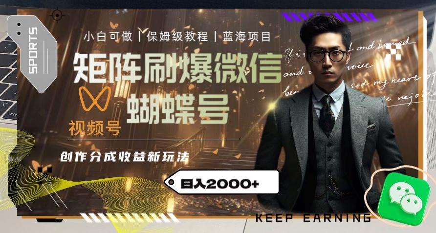 矩阵刷爆微信蝴蝶号创作者分成计划收益的新玩法，日入2000+【揭秘】-网创小站