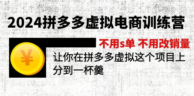 2024拼多多虚拟电商训练营 不s单 不改销量  做虚拟项目分一杯羹(更新10节-网创小站