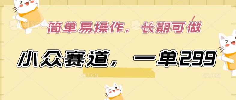 小众赛道，一单299.简单易操作，长期可做【揭秘】-网创小站