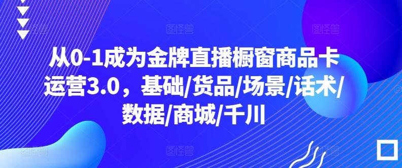 从0-1成为金牌直播橱窗商品卡运营3.0，基础/货品/场景/话术/数据/商城/千川-网创小站