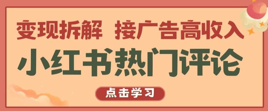 小红书热门评论，变现拆解，接广告高收入【揭秘 】-网创小站