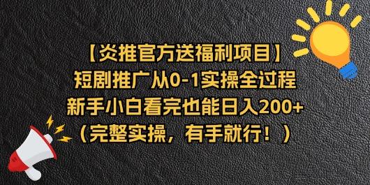 【炎推官方送福利项目】短剧推广从0-1实操全过程，新手小白看完也能日…-网创小站