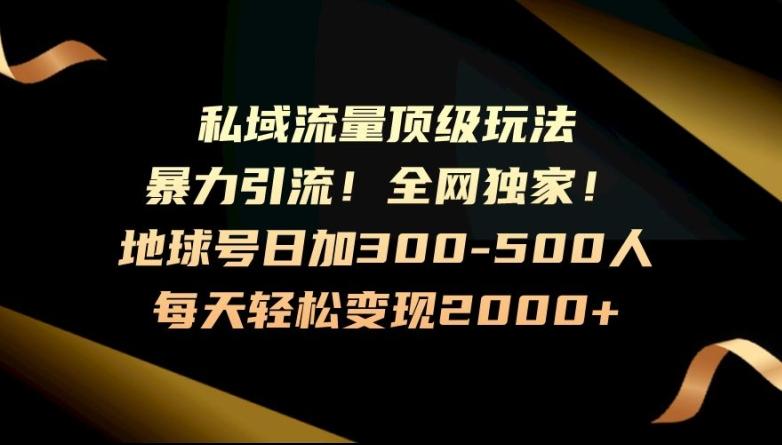 暴力引流，全网独家，地球号日加300-500人，私域流量顶级玩法，每天轻松变现2000+-网创小站