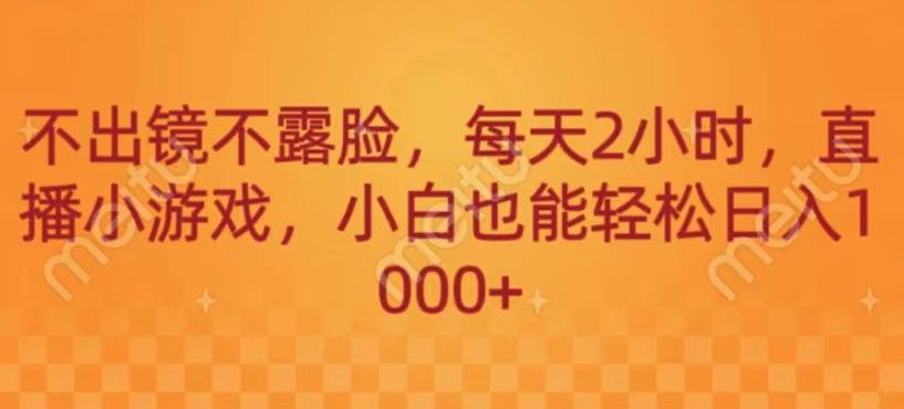 不出镜不露脸，每天2小时，直播小游戏，小白也能轻送日入1000+-网创小站