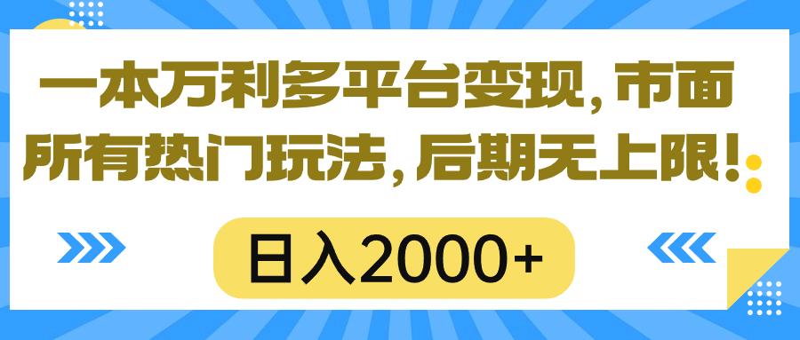 一本万利多平台变现，市面所有热门玩法，日入2000+，后期无上限！-网创小站