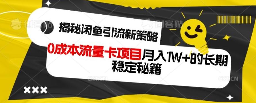 揭秘闲鱼引流新策略：0成本流量卡项目，月入1W+的长期稳定秘籍-网创小站