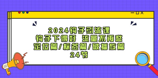 2024钩子引流课：钩子下得好流量不再愁，定位篇/标签篇/破播放篇/24节-网创小站