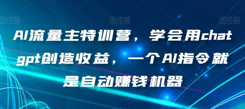 AI流量主特训营，学会用chatgpt创造收益，一个AI指令就是自动赚钱机器-网创小站