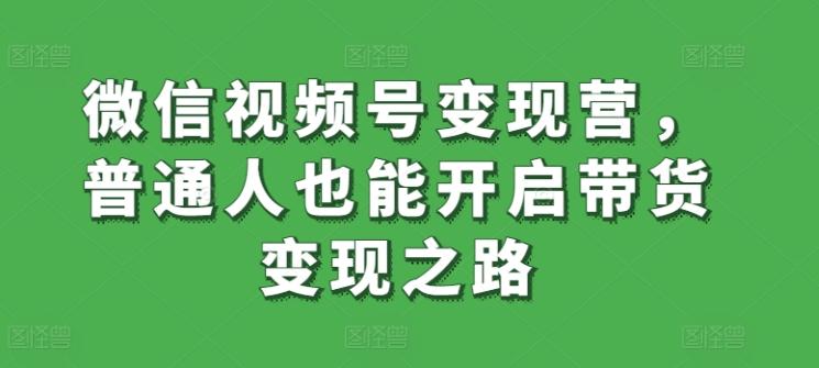 微信视频号变现营，普通人也能开启带货变现之路-网创小站