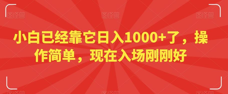 小白已经靠它日入1000+了，操作简单，现在入场刚刚好【揭秘】-网创小站