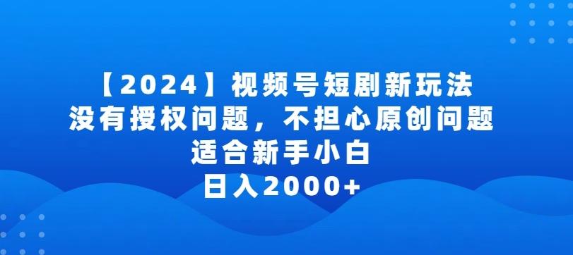 2024视频号短剧玩法，没有授权问题，不担心原创问题，适合新手小白，日入2000+【揭秘】-网创小站