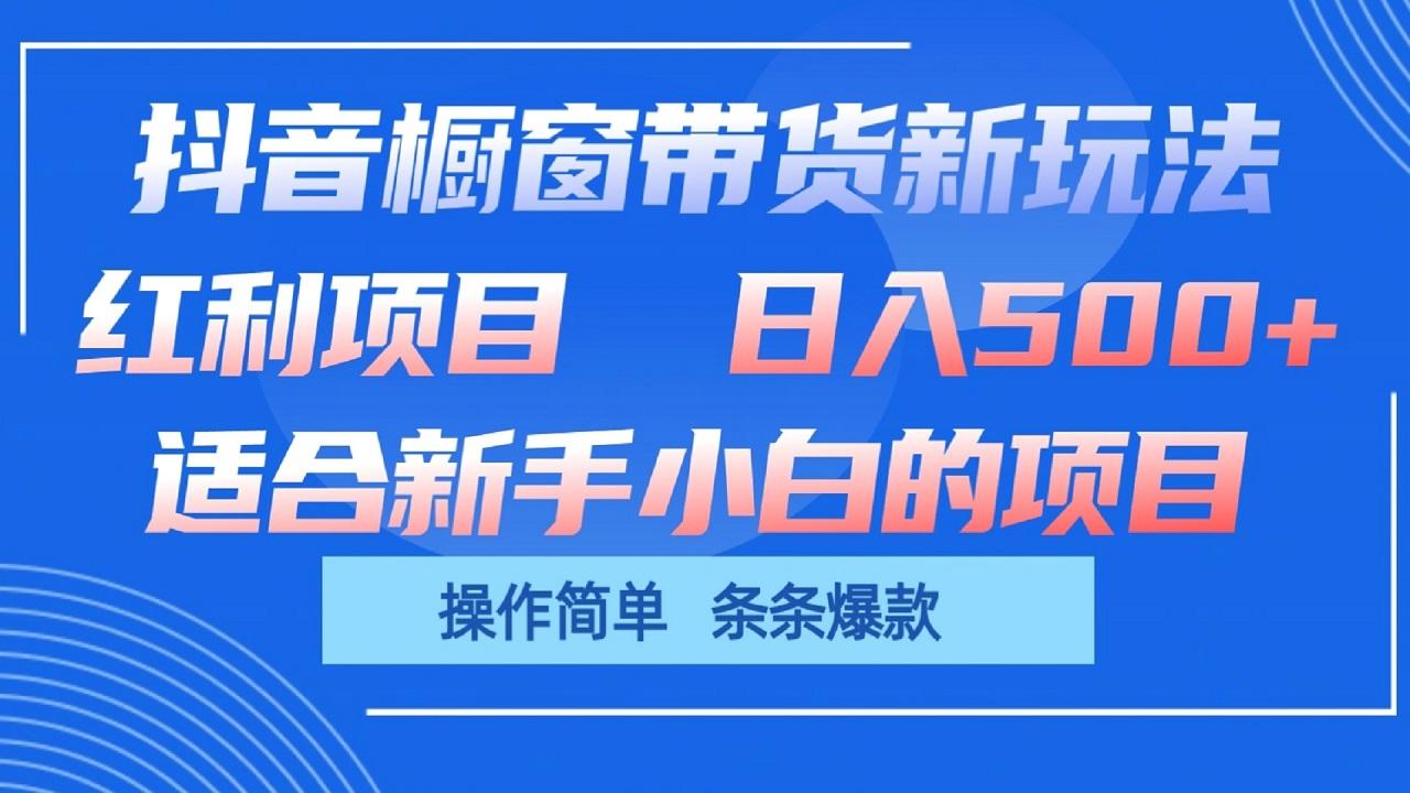抖音橱窗带货新玩法，单日收益500+，操作简单，条条爆款-网创小站