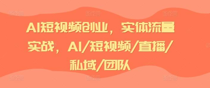 AI短视频创业，实体流量实战，AI/短视频/直播/私域/团队-网创小站