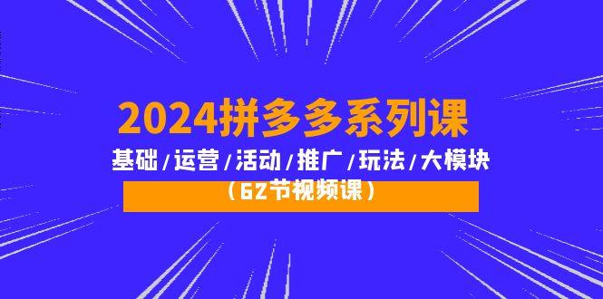 (10019期)2024拼多多系列课：基础/运营/活动/推广/玩法/大模块(62节视频课)-网创小站