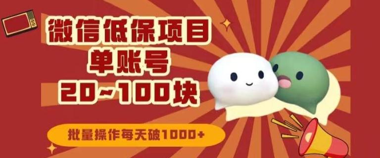 微信领低保单账号20元-100元，批量操作每天破1000+-网创小站