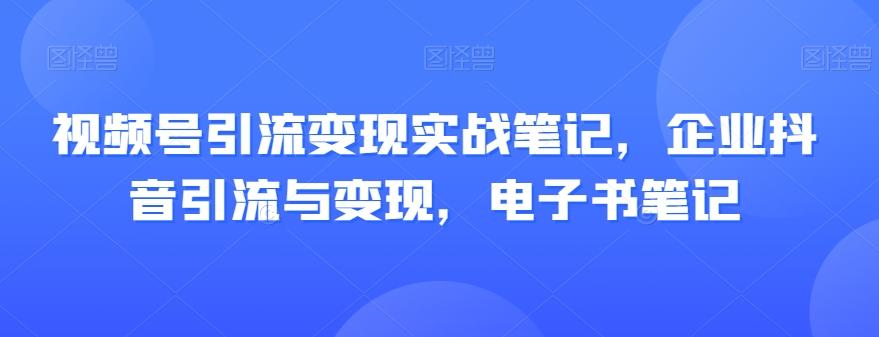 视频号引流变现实战笔记，企业抖音引流与变现，电子书笔记-网创小站