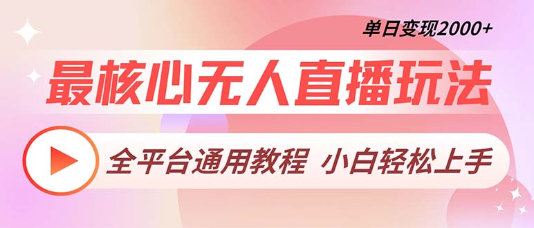 最核心无人直播玩法，全平台通用教程，单日变现2000+-网创小站
