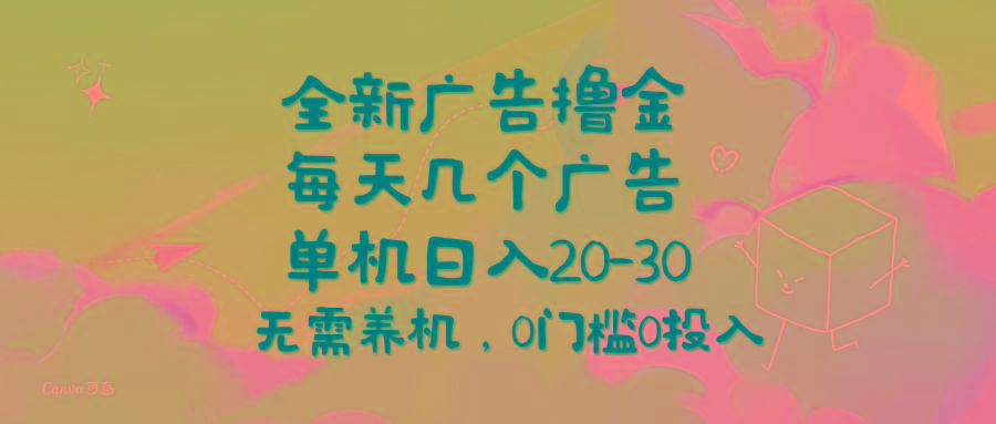全新广告撸金，每天几个广告，单机日入20-30无需养机，0门槛0投入-网创小站