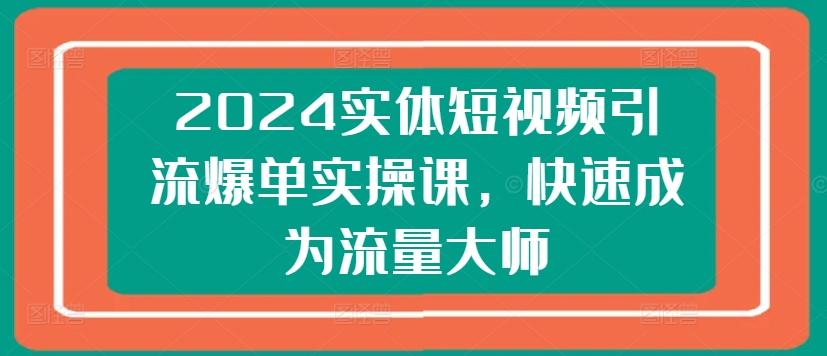 2024实体短视频引流爆单实操课，快速成为流量大师-网创小站