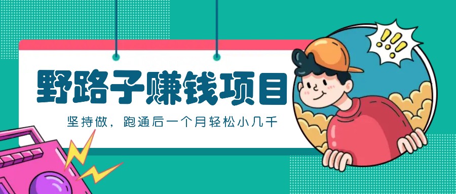 一个人就能操作的野路子赚钱项目,零成本零门槛坚持做,跑通后一个月小几千!-网创小站