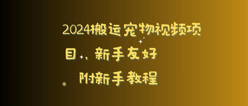 2024搬运宠物视频项目，新手友好，完美去重，附新手教程【揭秘】-网创小站