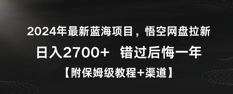 2024年最新蓝海项目，悟空网盘拉新，日入2700+错过后悔一年【附保姆级教程+渠道】【揭秘】-网创小站