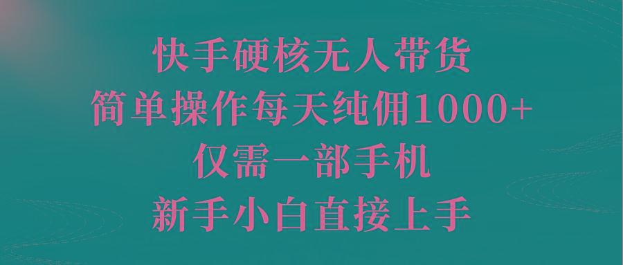 (9861期)快手硬核无人带货，简单操作每天纯佣1000+,仅需一部手机，新手小白直接上手-网创小站