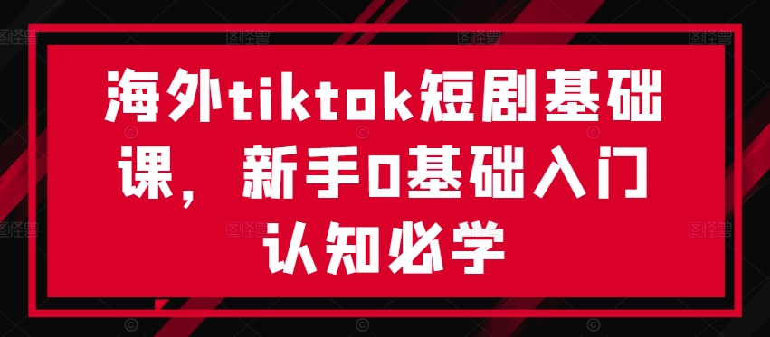 海外tiktok短剧基础课，新手0基础入门认知必学-网创小站