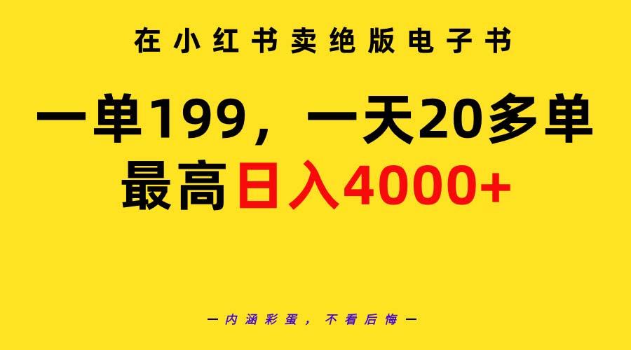 (9401期)在小红书卖绝版电子书，一单199 一天最多搞20多单，最高日入4000+教程+资料-网创小站