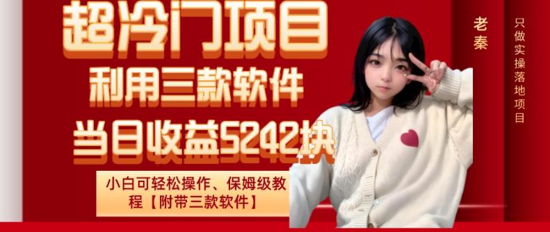 超冷门项目、利用三款软件、当日收益5242块、小白可轻松操作、保姆级教程【附带三款软件】-网创小站