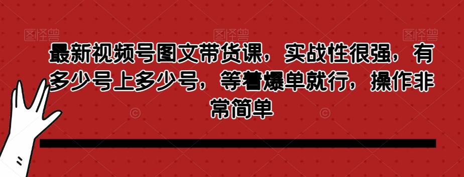 最新视频号图文带货课，实战性很强，有多少号上多少号，等着爆单就行，操作非常简单-网创小站