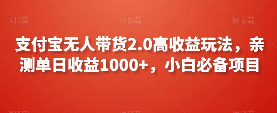 支付宝无人带货2.0高收益玩法，亲测单日收益1000+，小白必备项目【揭秘】-网创小站