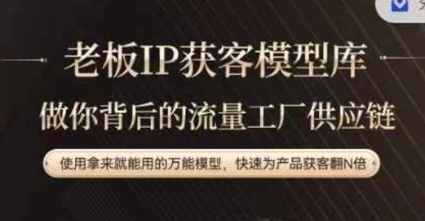 老板IP流量供应链，动作越少，账号越好，使用拿来就能用的万能模型，快速为产品获客翻N倍-网创小站