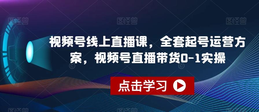 视频号线上直播课，全套起号运营方案，视频号直播带货0-1实操-网创小站