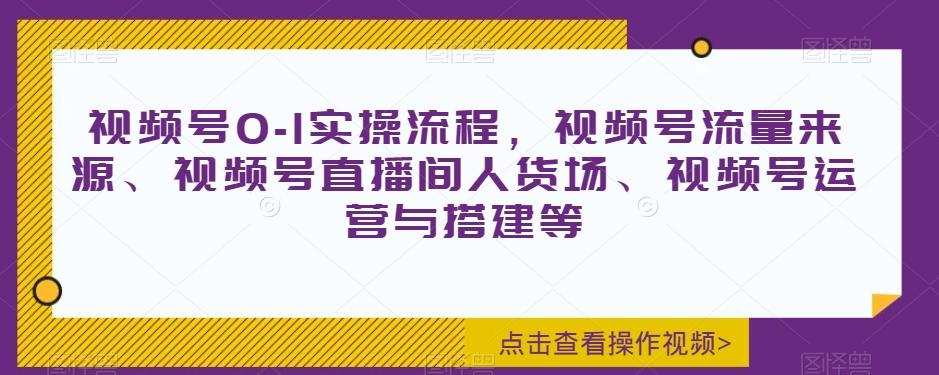 视频号0-1实操流程，视频号流量来源、视频号直播间人货场、视频号运营与搭建等-网创小站