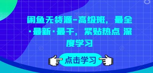 闲鱼无货源-高级班，最全·最新·最干，紧贴热点 深度学习-网创小站