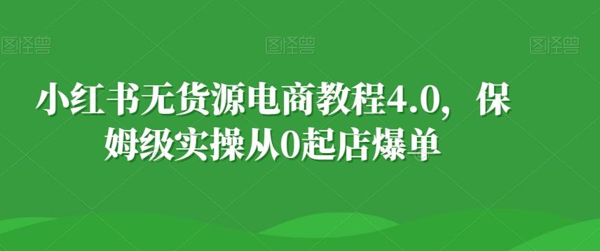 小红书无货源电商教程4.0，保姆级实操从0起店爆单【拆解】-网创小站
