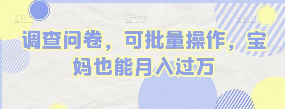 调查问卷，可批量操作，宝妈也能月入过万-网创小站