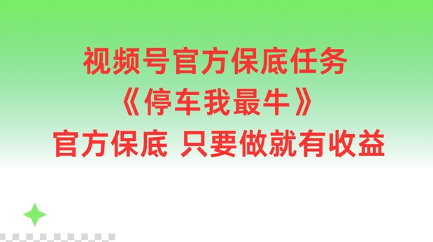 视频号官方保底任务，停车我最牛，官方保底只要做就有收益【揭秘】-网创小站