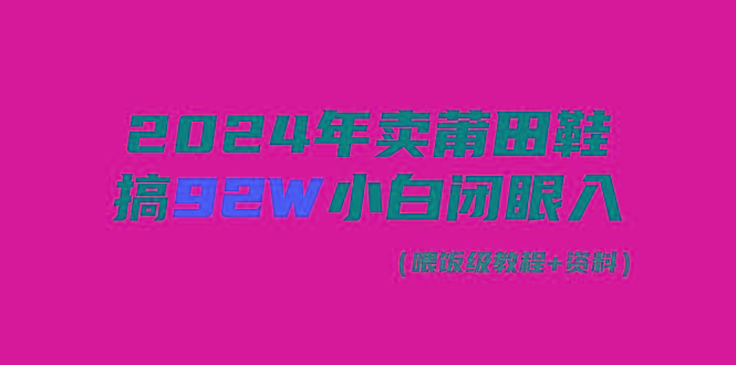 (9329期)2024年卖莆田鞋，搞了92W，小白闭眼操作！-网创小站