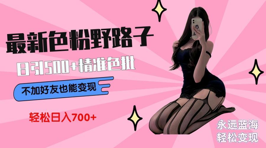 最新色粉变现野路子，日引500+老色批 可不加好友直接变现 小白轻松日入700+-网创小站