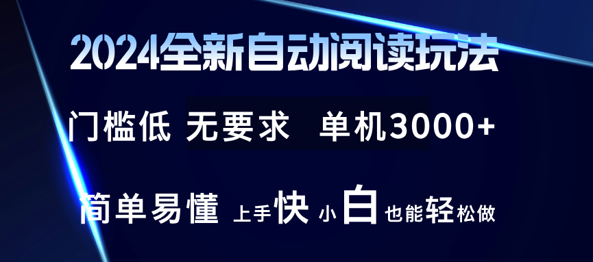 2024全新自动阅读玩法 全新技术 全新玩法 单机3000+ 小白也能玩的转 也…-网创小站